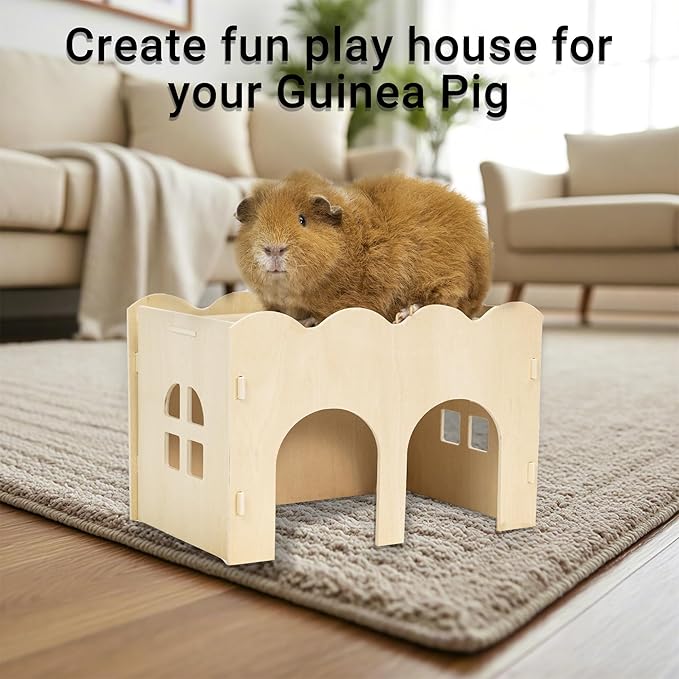 Guinea Pig Shelter Hut Cozy Wooden Hideout
