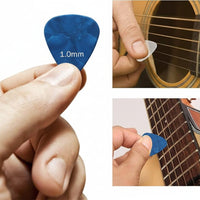 Portable guitar plectrum set with compact organizer box for easy storage and travel use