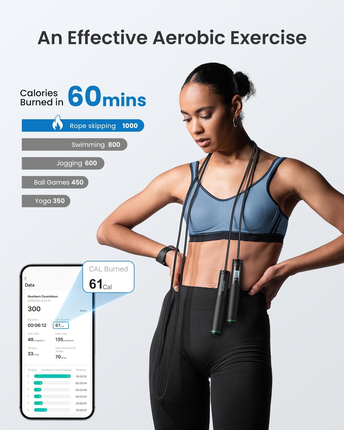 Cordless skipping rope for gym workouts and cardio training