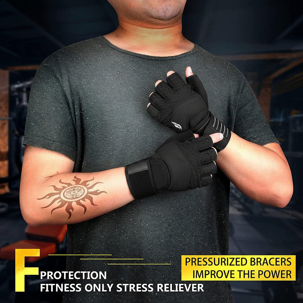 Gym gloves with wrist wrap design for weightlifting activities