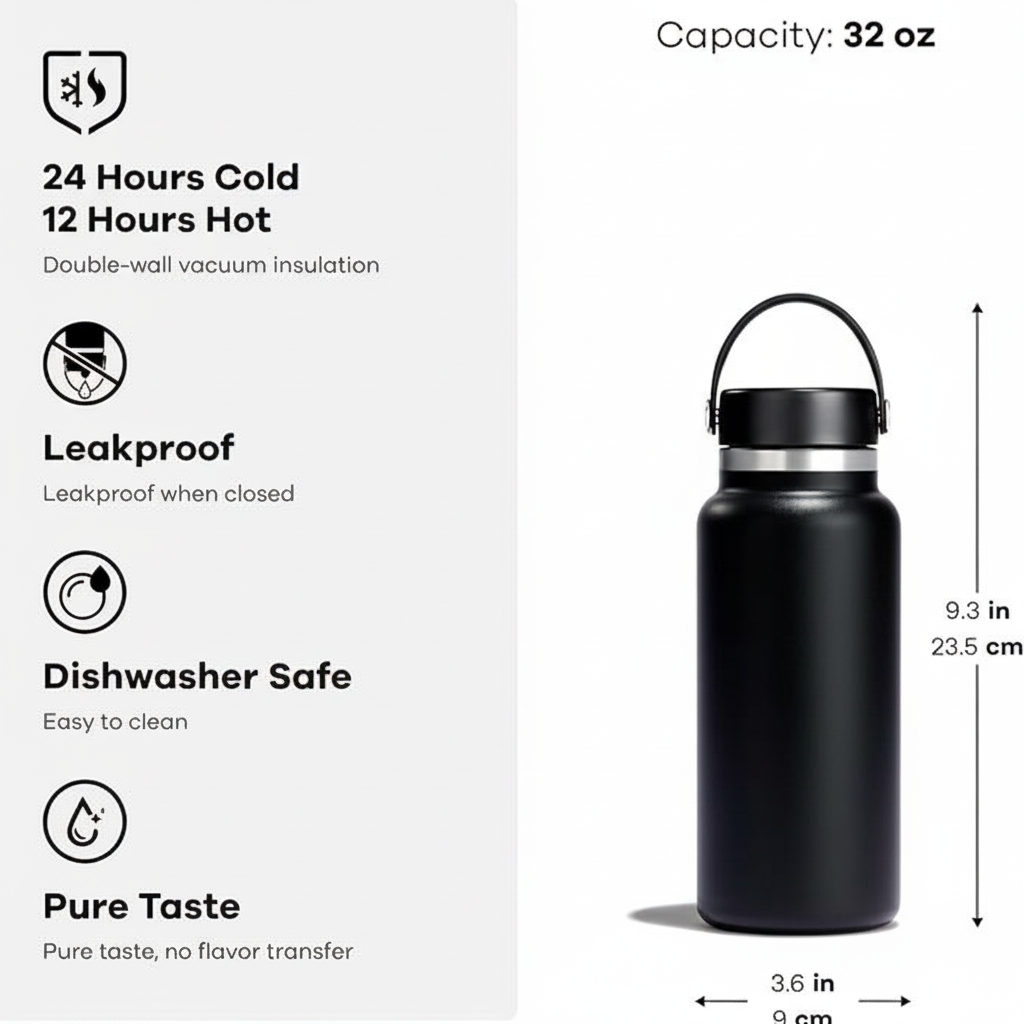 Stainless steel water bottle for gym workout and fitness