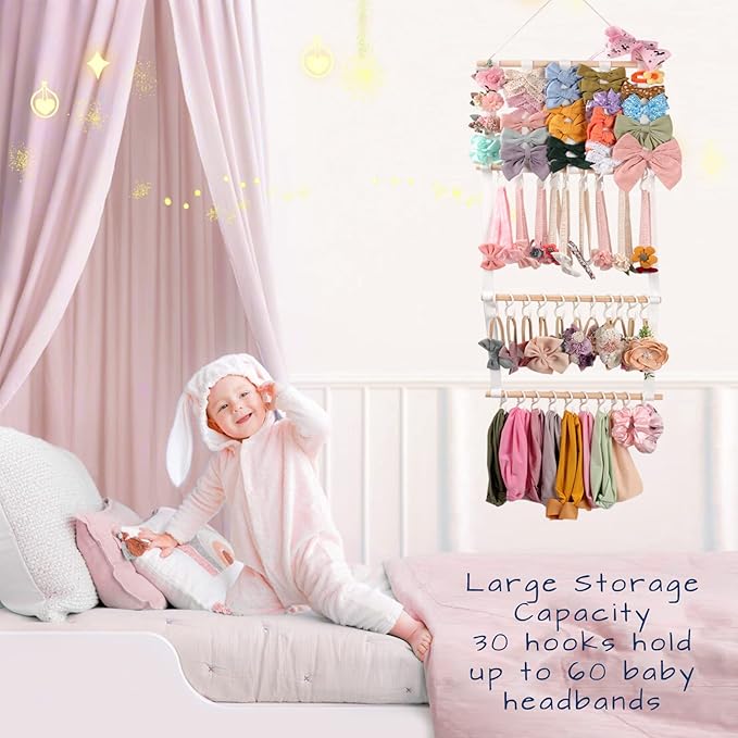 Wall Hanging Hair Accessories Storage Organizer for Headbands and Clips