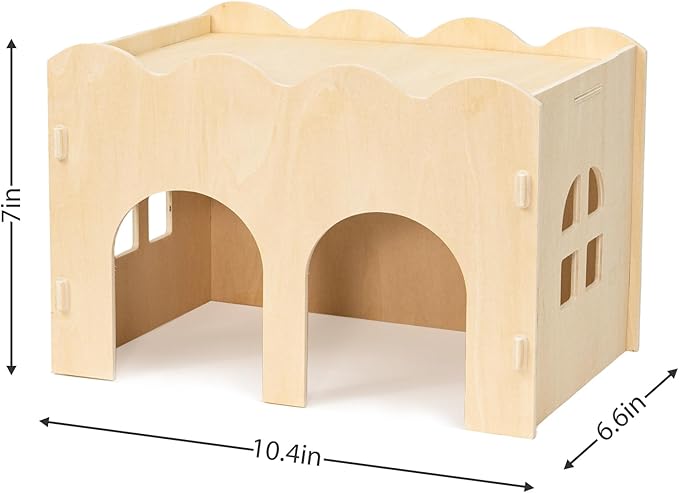 Hamster and Bunny Playhouse Wooden Multilevel Cage Accessory