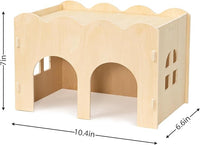 Hamster and Bunny Playhouse Wooden Multilevel Cage Accessory