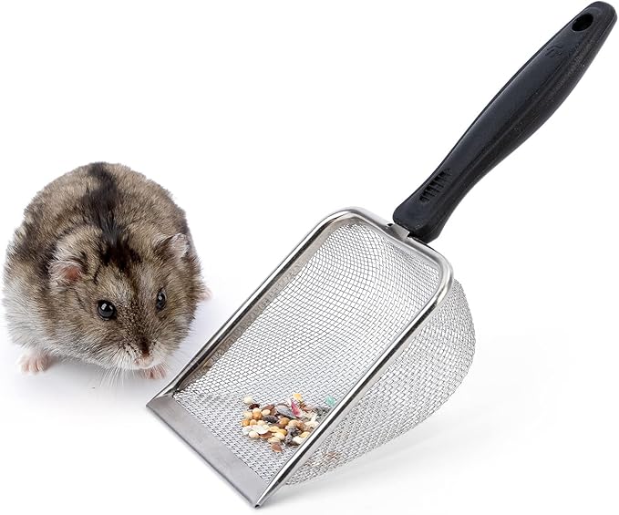 hamster sand bath scoop stainless steel with fine mesh sifter
