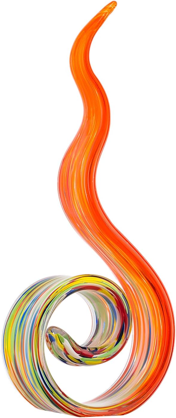 Hand-blown abstract glass sculpture with smooth decorative finish