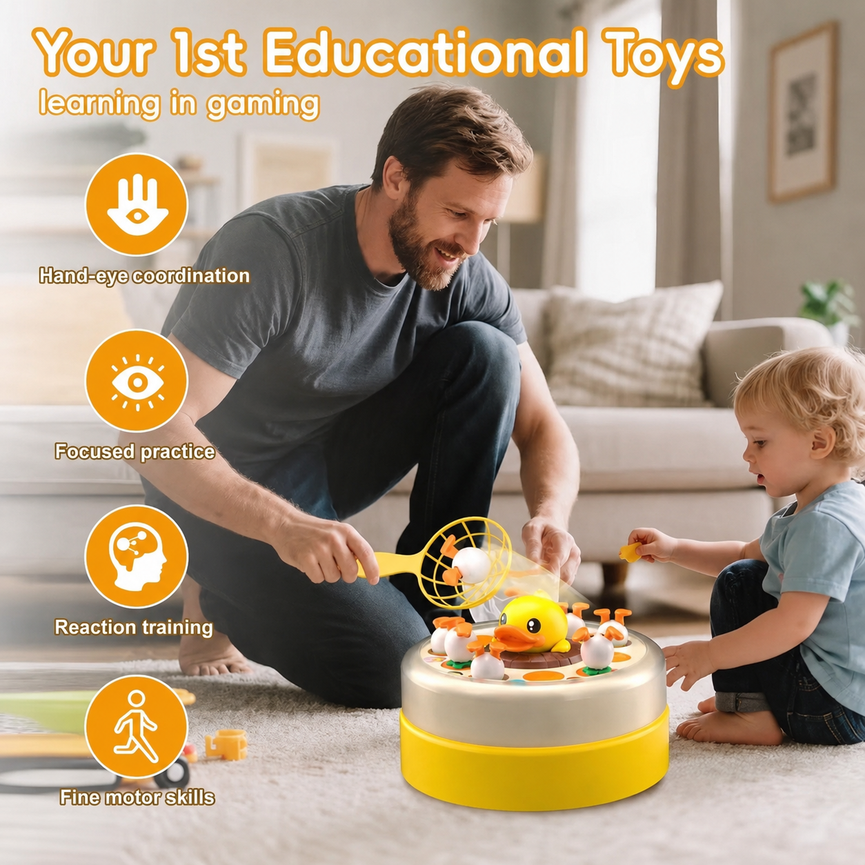 Hand eye coordination bounce toy for preschool children