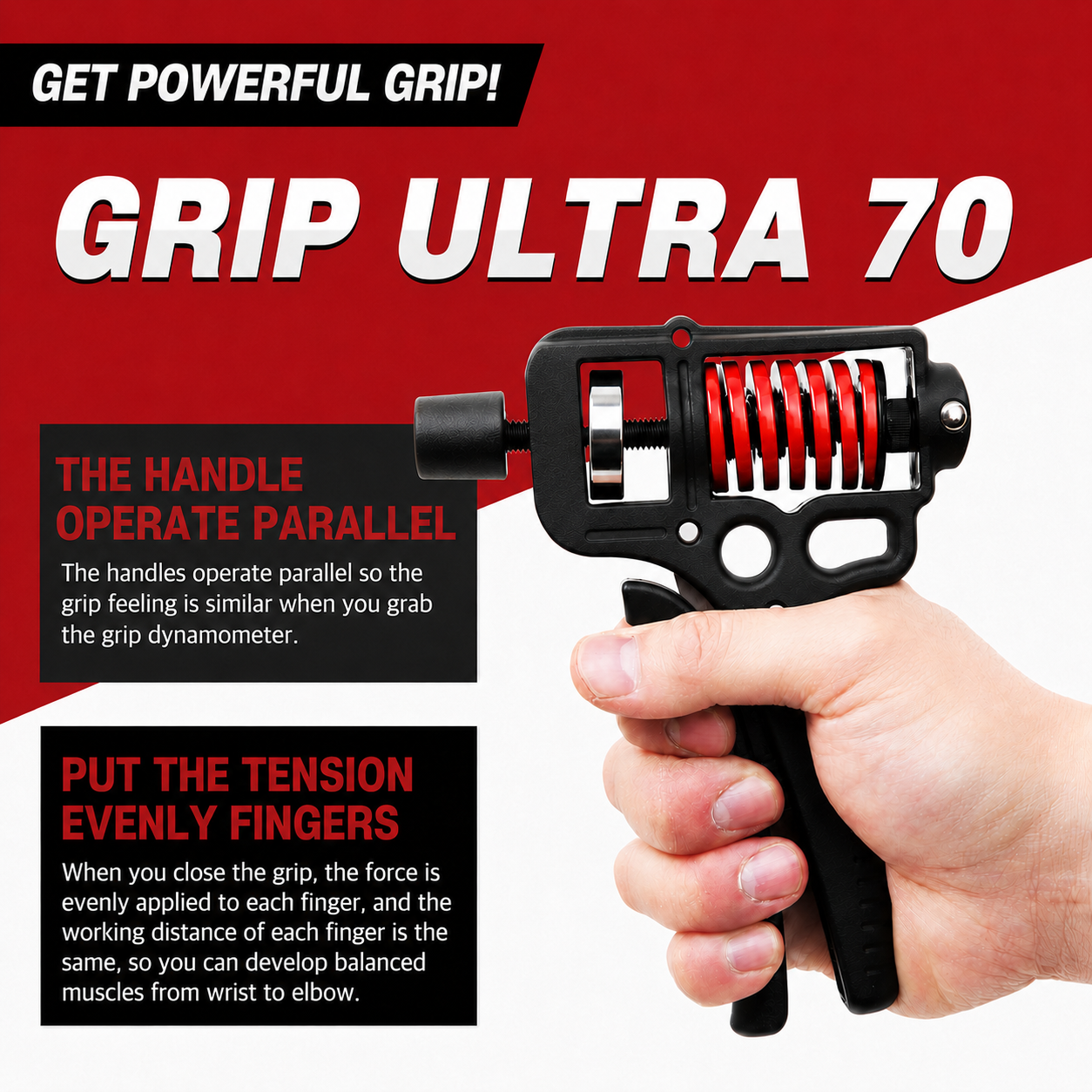 Adjustable hand grip strengthener held during forearm exercise