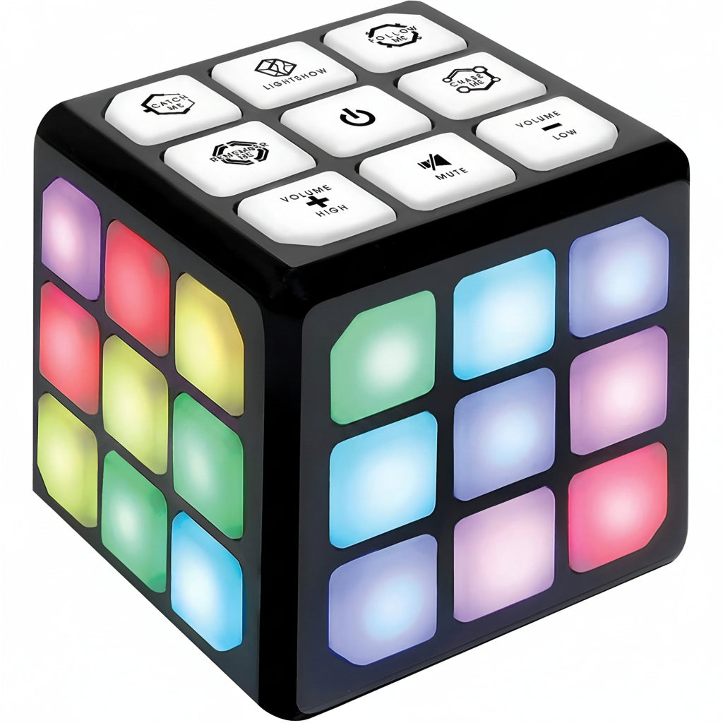 Handheld memory game cube for kids light-up puzzle play