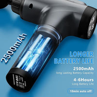 Handheld percussion body massager side view with portable design