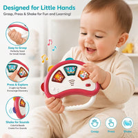 Handheld sensory play toy with lights, sounds and grasping design for baby boys and girls