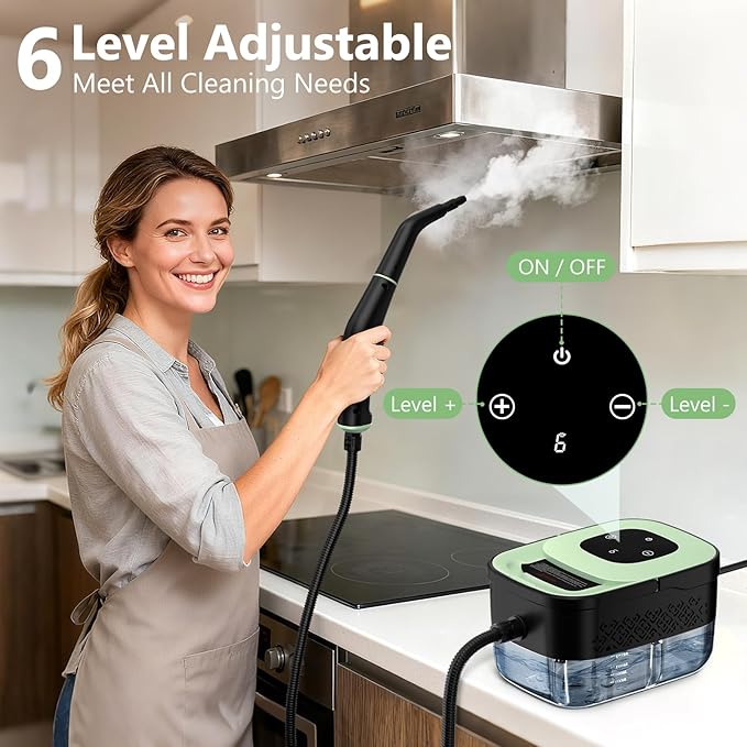 Handheld steam cleaner designed for everyday home surface cleaning