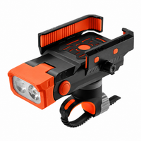 Handlebar-mounted bike light with phone holder