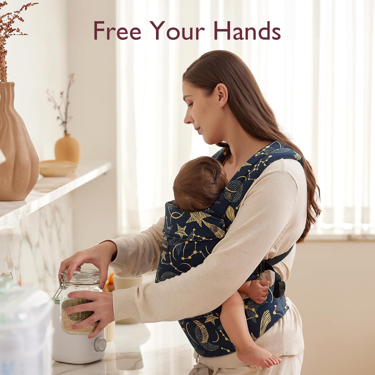 hands-free babywearing ergonomic carrier with lightweight design