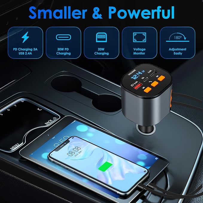 Hands Free Call Retractable Car Charger For Safe Driving