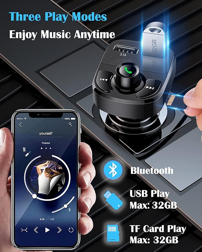 Hands Free Calling FM Transmitter With Built In Microphone