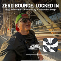 Hands-free chest pack for running, hiking, and fitness workouts with secure zippered pocket
