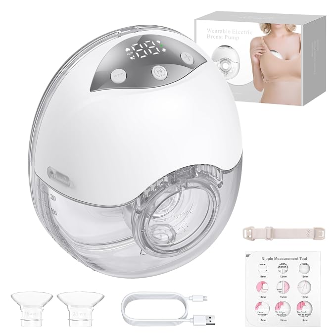 Hands-free wearable breast pump with compact electric milk collection design