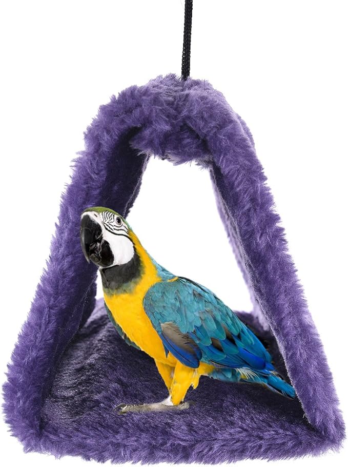 Large plush bird hammock suitable for parrots, cockatiels, lovebirds, and small birds during supervised indoor cage use.