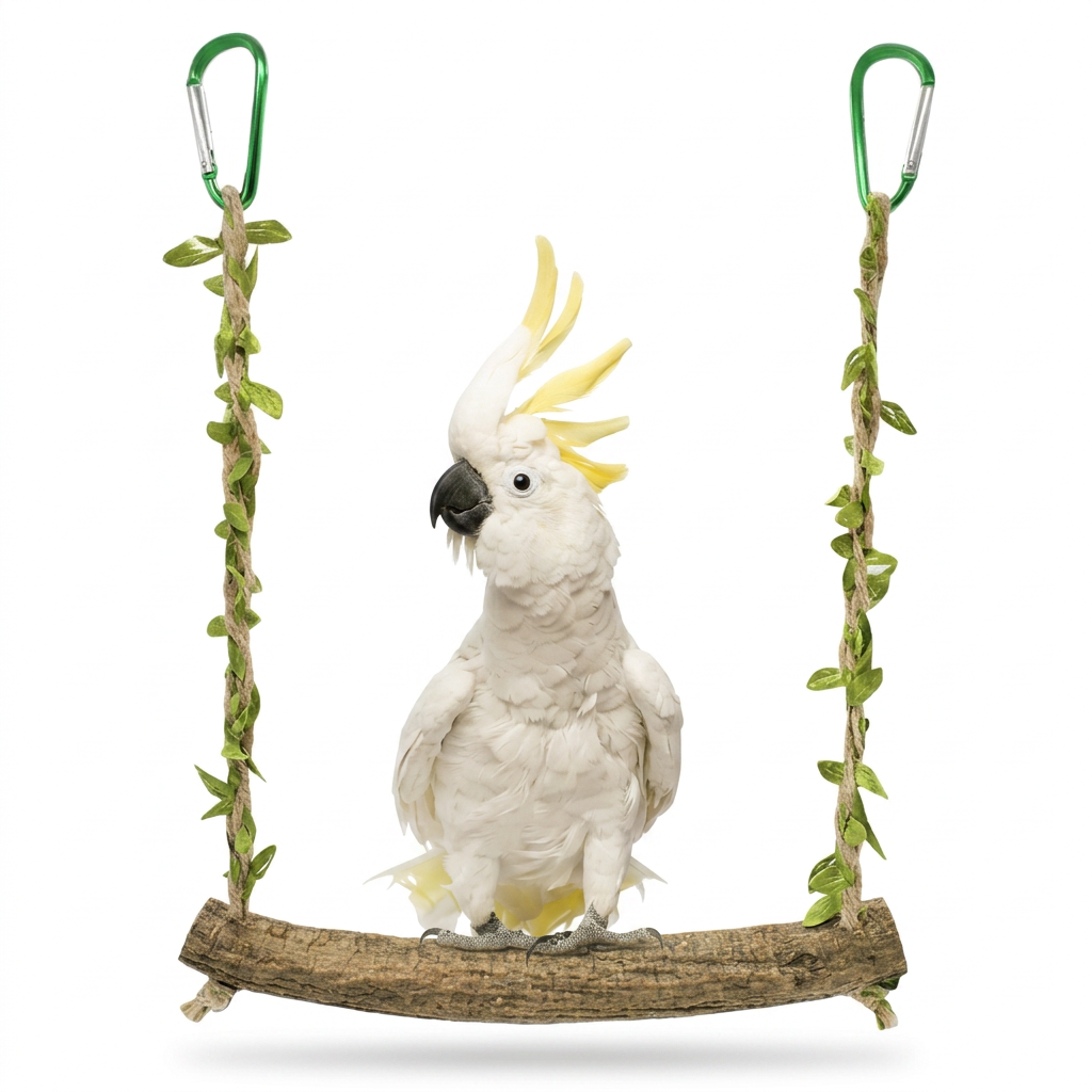 Hanging bird swing stand with rope perch for small birds
