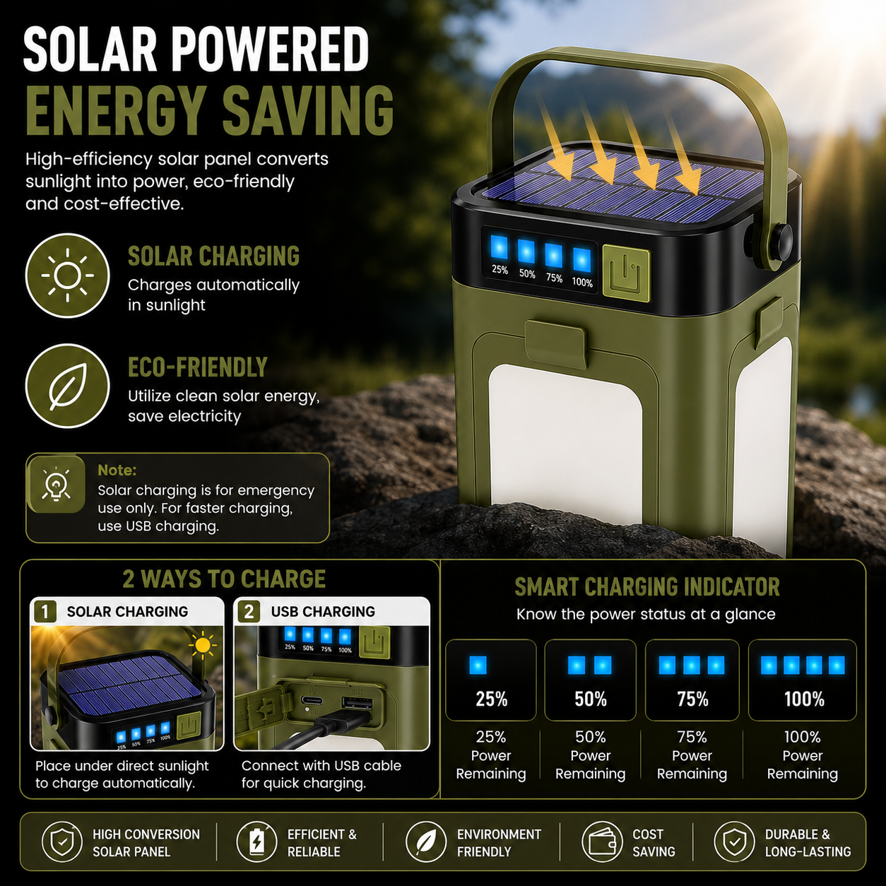 Hanging camping lamp with portable four-leaf design