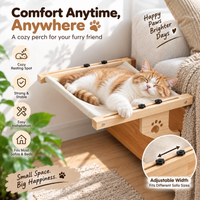 Hanging Cat Bed with Wooden Frame and Breathable Surface