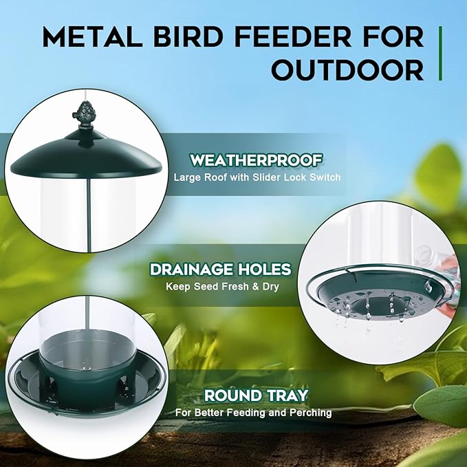 Hanging hook detail on metal bird feeder