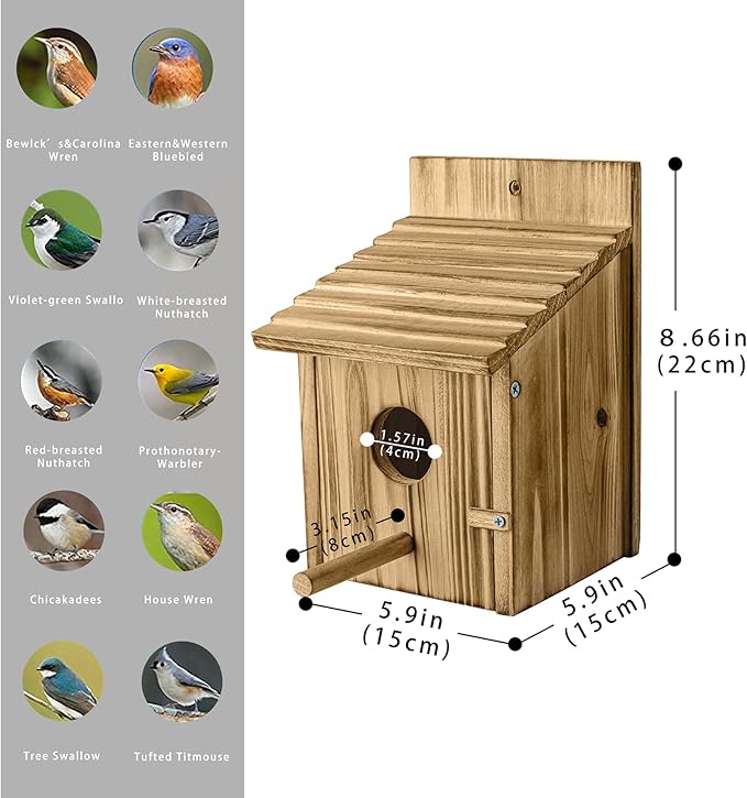 birdhouse with hanging and pole mounting options for garden placement