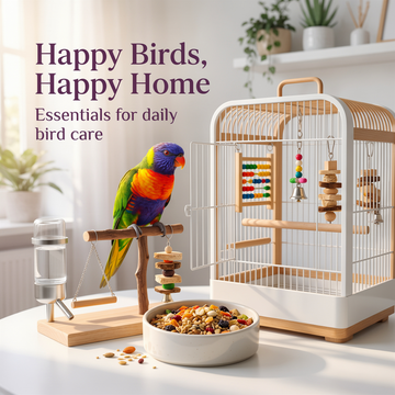 Bird supplies with perch, feeder and cage accessories