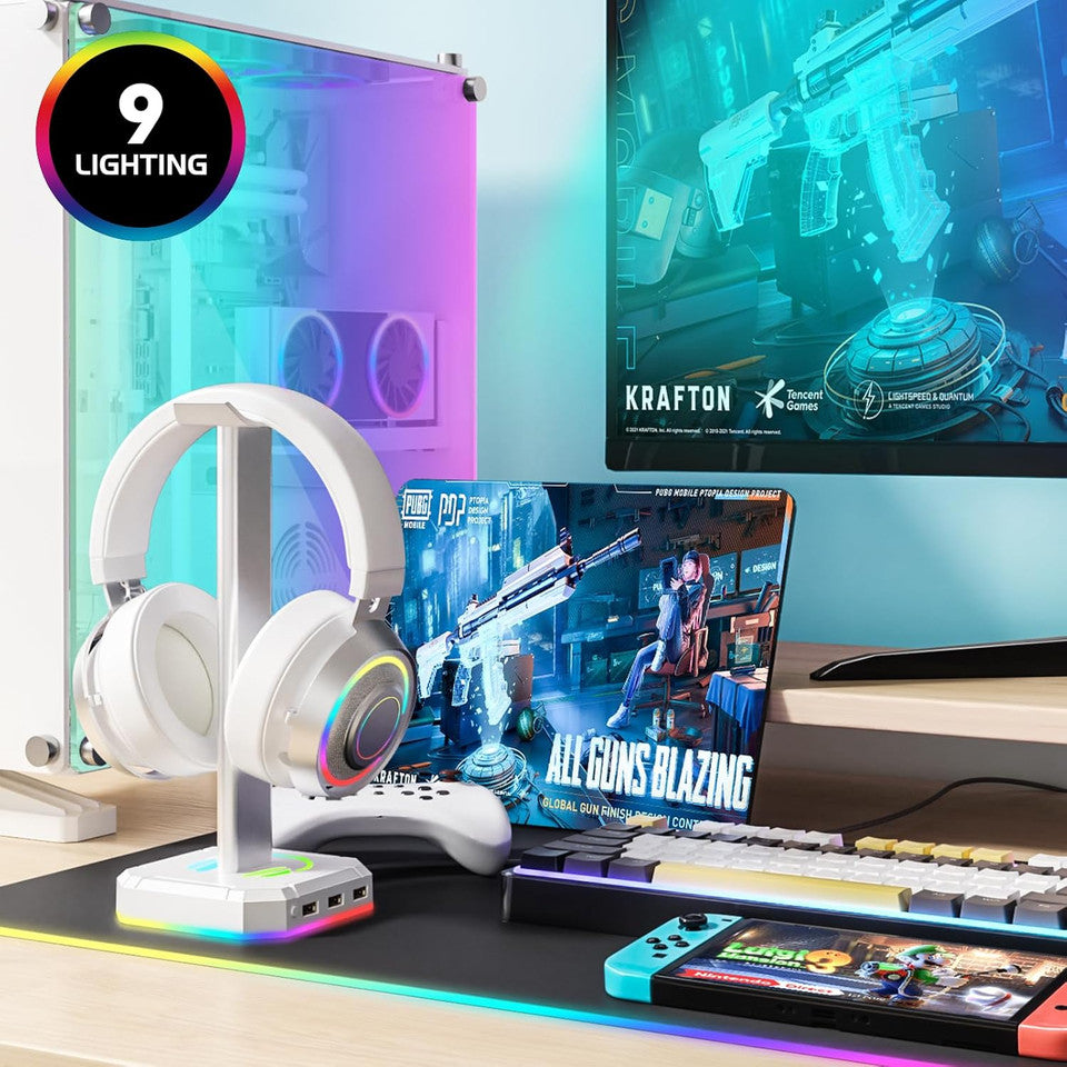 Headphone stand with 3 USB ports for keyboard mouse headset