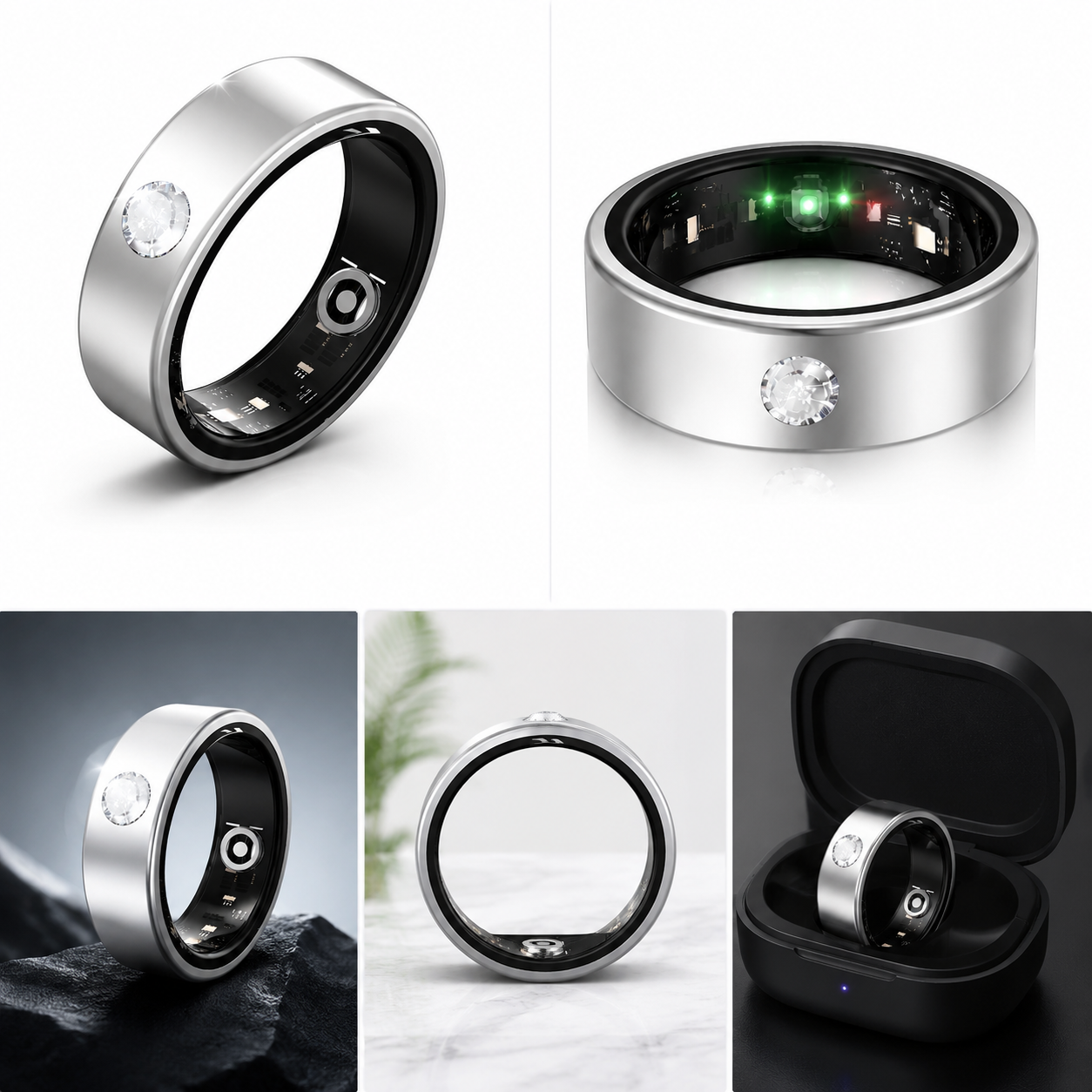 Smart ring showing heart rate and sleep tracking features