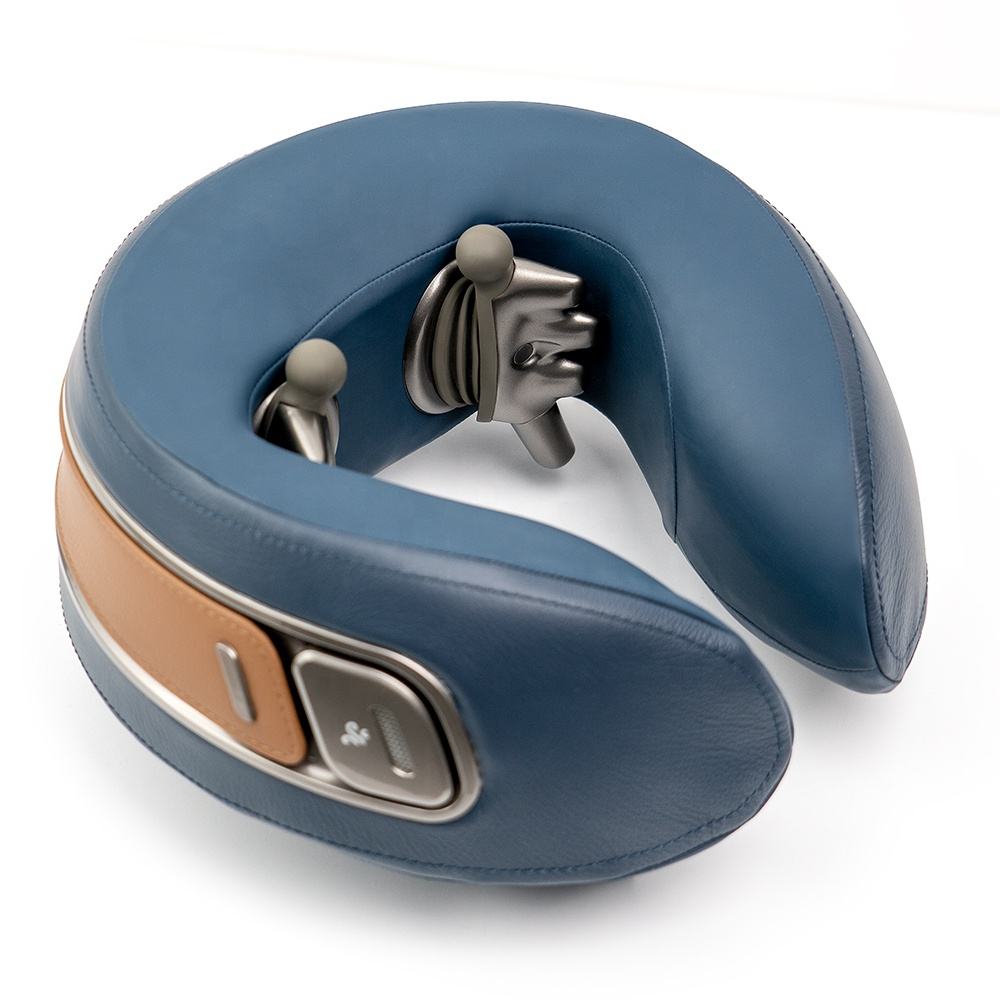Heated neck and shoulder massager with hand-like kneading nodes
