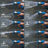 10 spray pattern garden hose nozzle used for watering plants and cleaning.