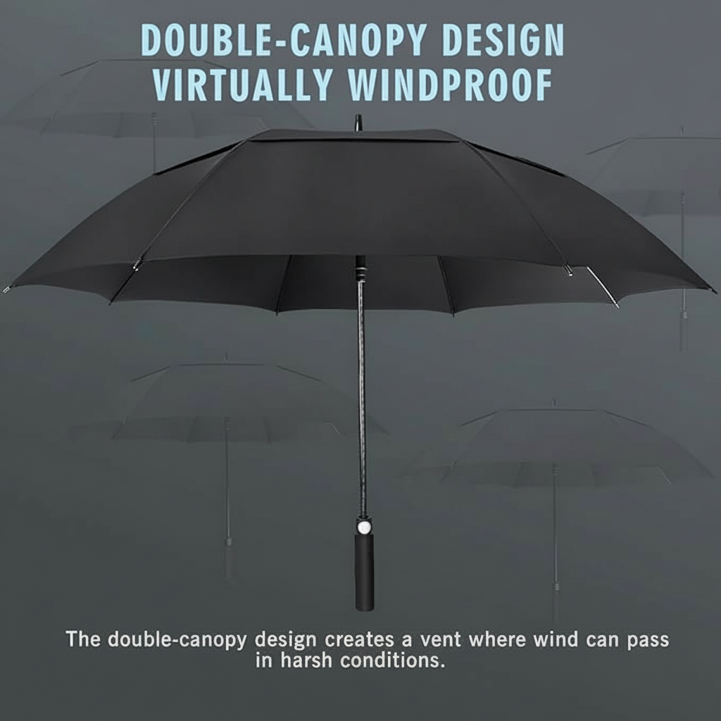 Heavy duty golf umbrella with strong fiberglass frame