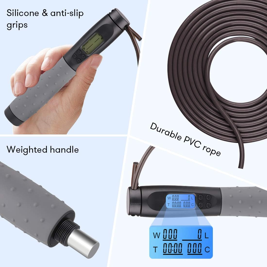 Heavy handle jump rope for cardio and fitness training