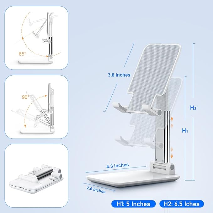 Height and angle adjustable mobile holder for smartphone