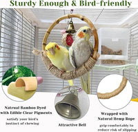 Close-up of hemp rope on a bird swing perch