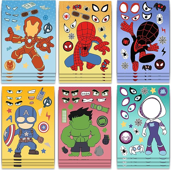 Hero stickers for kids 24 sheets with assorted face designs