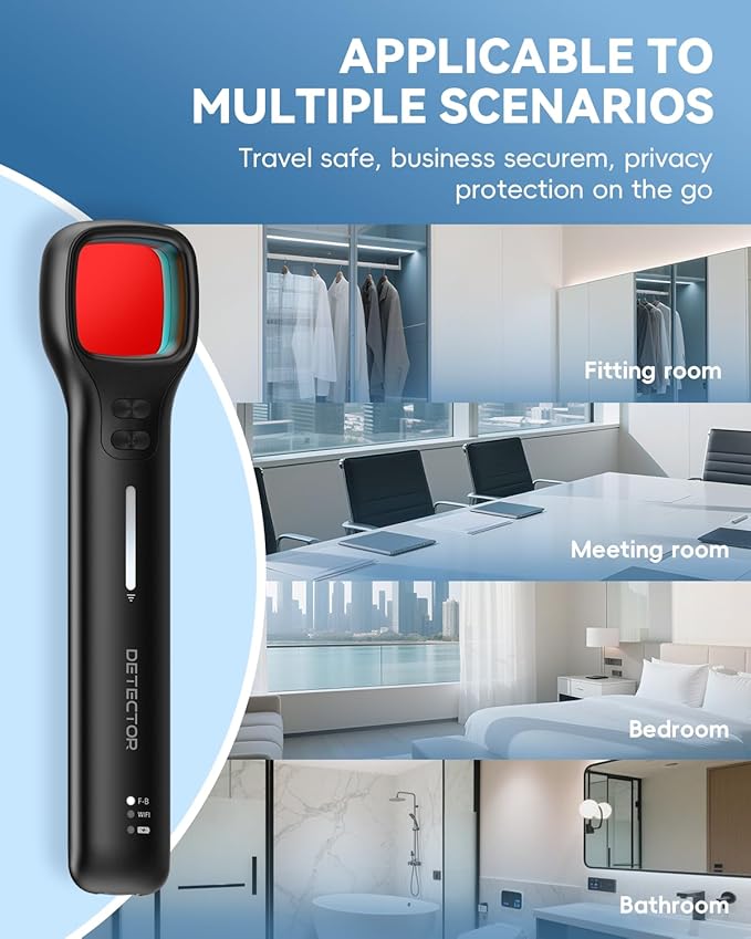 Bug detection mode activated on the Hidden Camera Detector to locate hidden listening devices.
