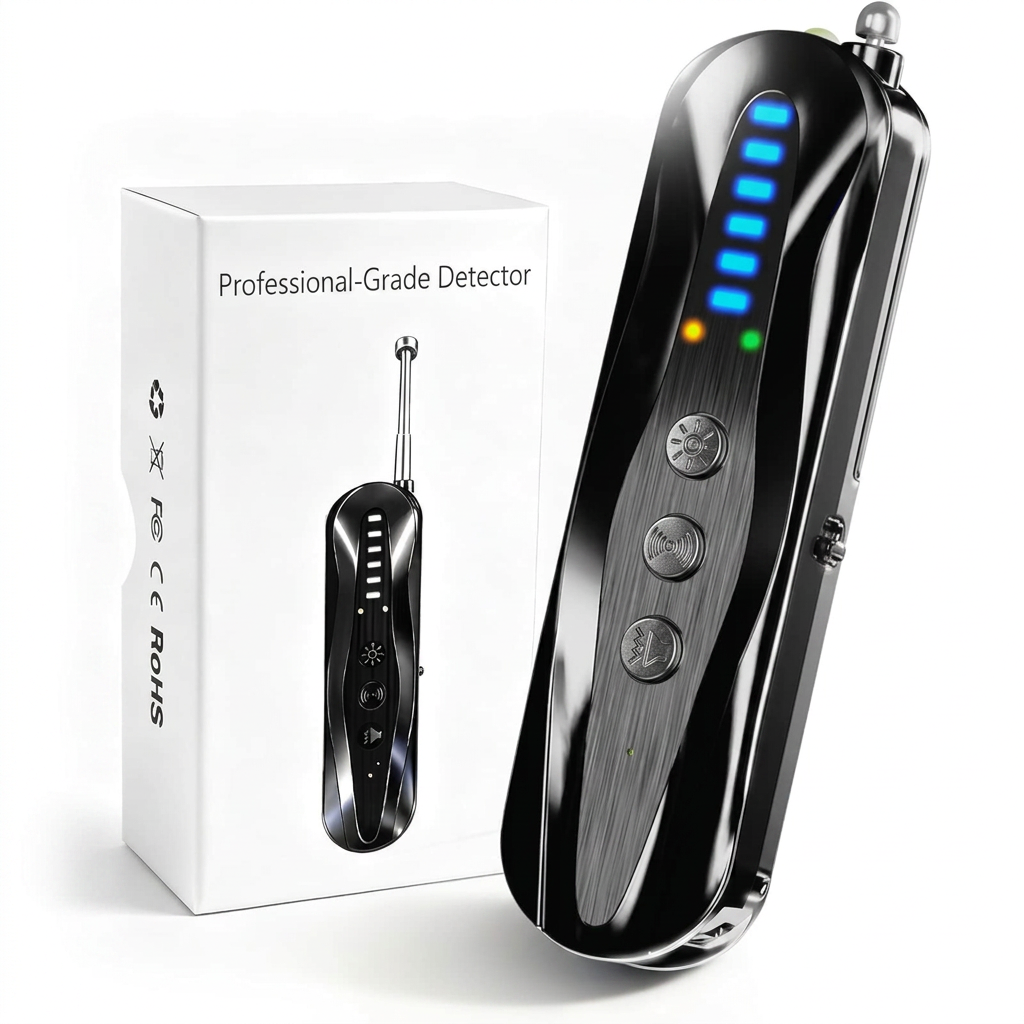 Hidden Camera Detector – Portable infrared camera finder and bug detector with compact design.