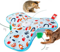 Hide and Seek Interactive Cat Toy with Moving Wand Feather and Squeaky Mouse