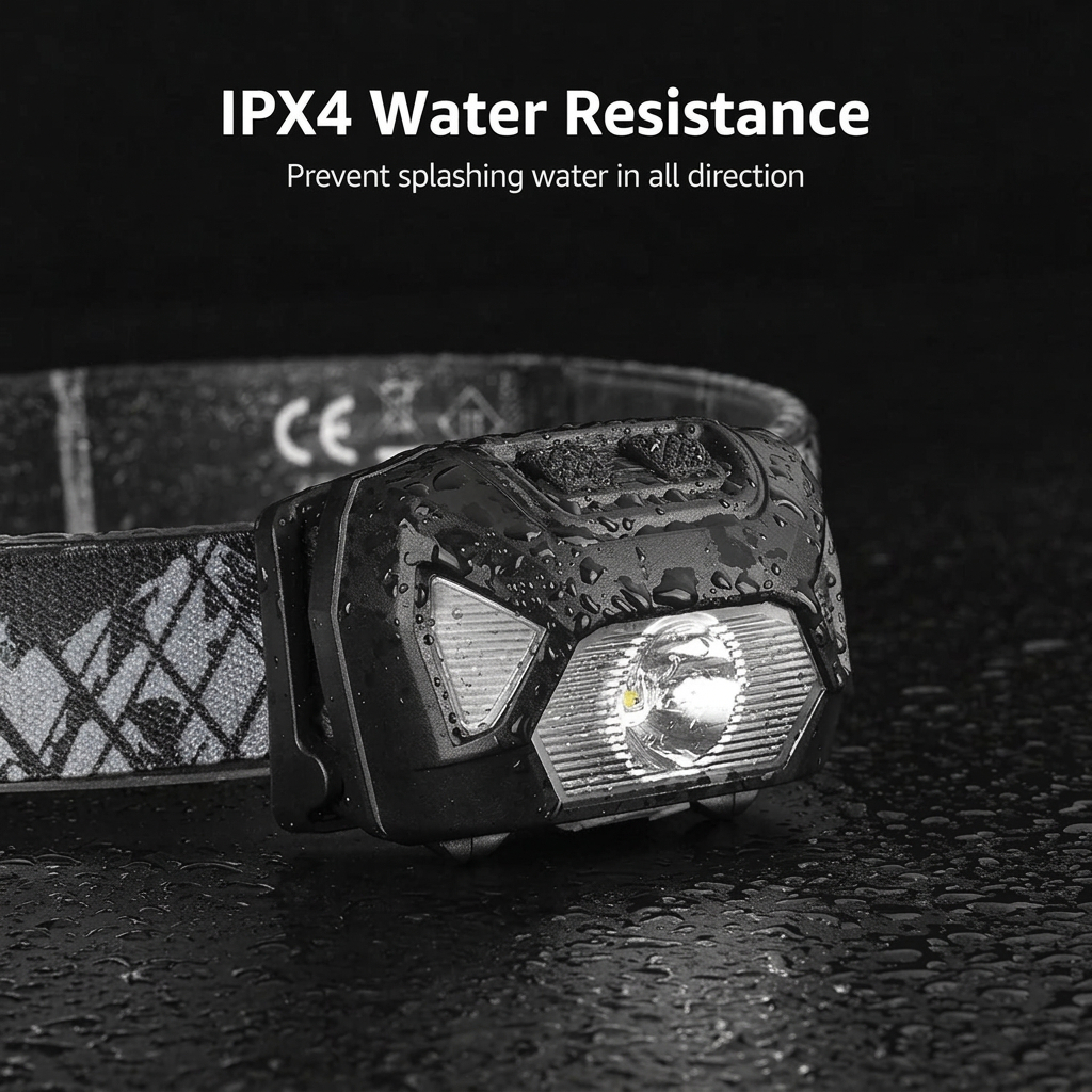 High-lumen camping headlamp for outdoor use and emergency situations