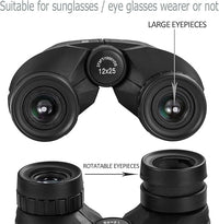 High power easy focus binoculars with large eyepiece design