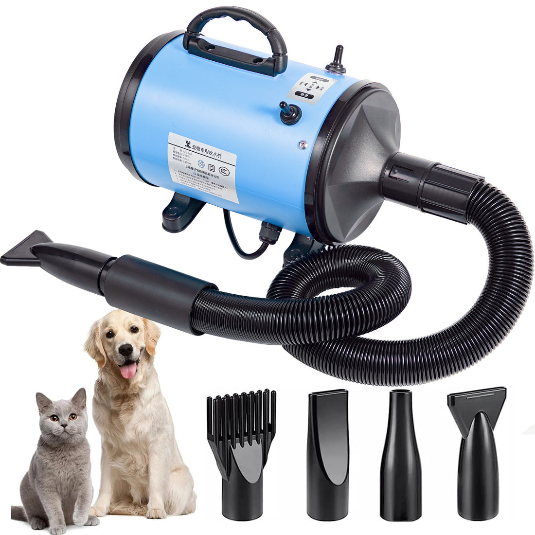 high velocity pet grooming dryer with heater function