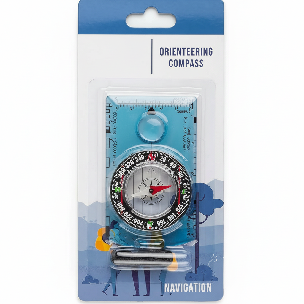 Ergonomic hiking compass with easy-to-read dial