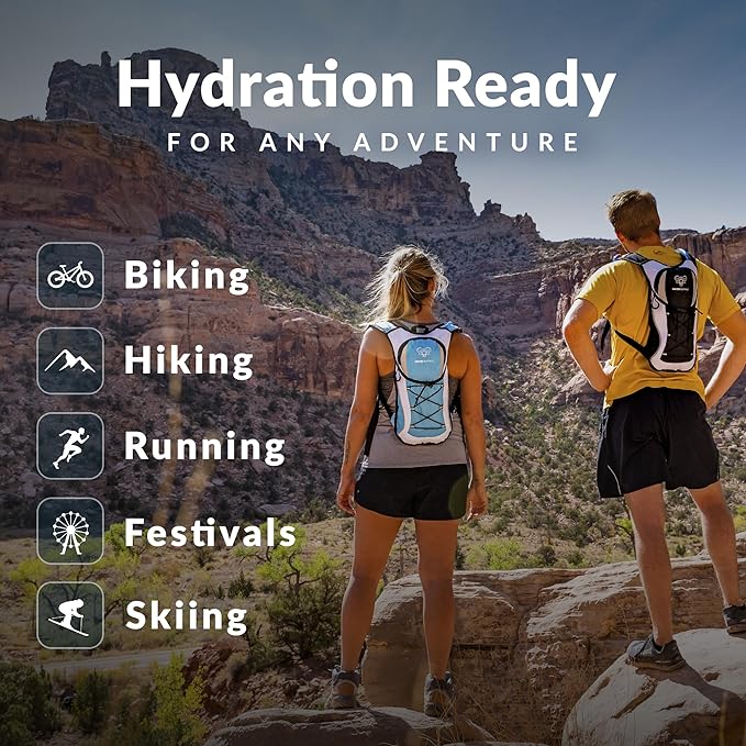 Hiking hydration backpack with storage compartments for outdoor essentials