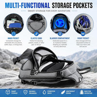 Hiking hydration pack with hands free drinking tube and compact storage design
