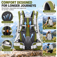 Front view of a hiking rucksack showing its overall design and construction.