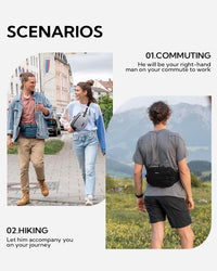 Hiking waist bag pouch with compact carry design