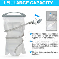 Hiking backpack with 1.5L water bladder and drinking tube